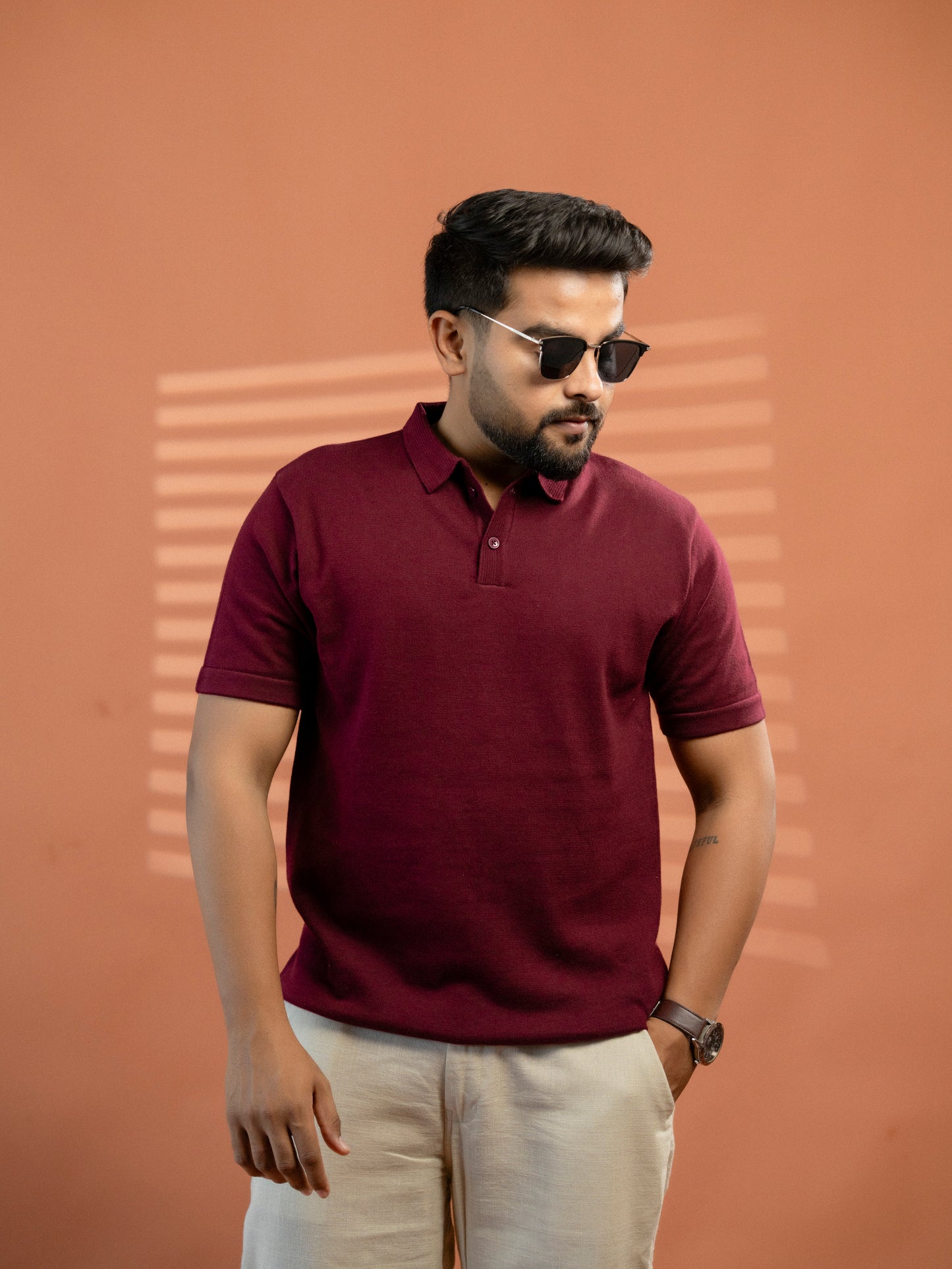 Wine Supersoft Cotton Polo - Half Sleeve