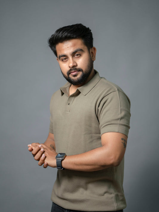 Refined Khakhi Supersoft Cotton Polo - Half Sleeve - The No Name Club