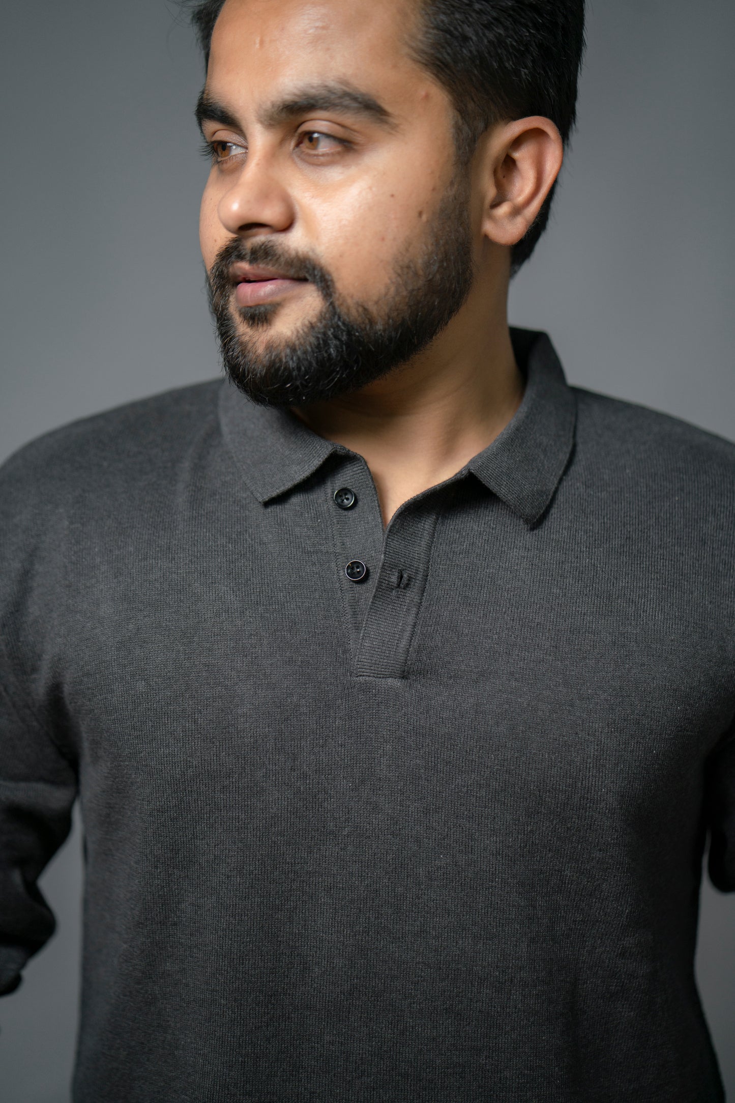 Anthracite Grey Supersoft Cotton Polo - Full Sleeve - The No Name Club