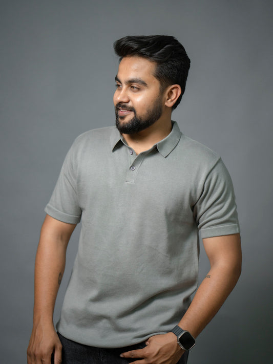 Steel Grey Supersoft Cotton Polo - Half Sleeve - The No Name Club