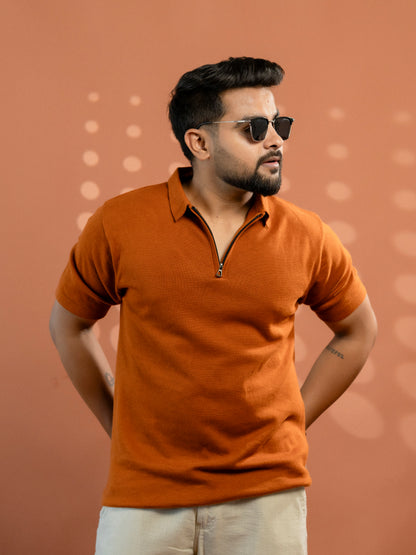 Burnt Orange Supersoft Cotton Polo - Half Sleeve