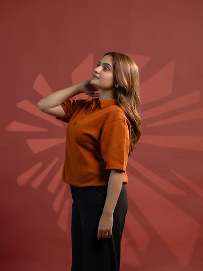 Burnt Orange Supersoft Cotton Polo - Half Sleeve