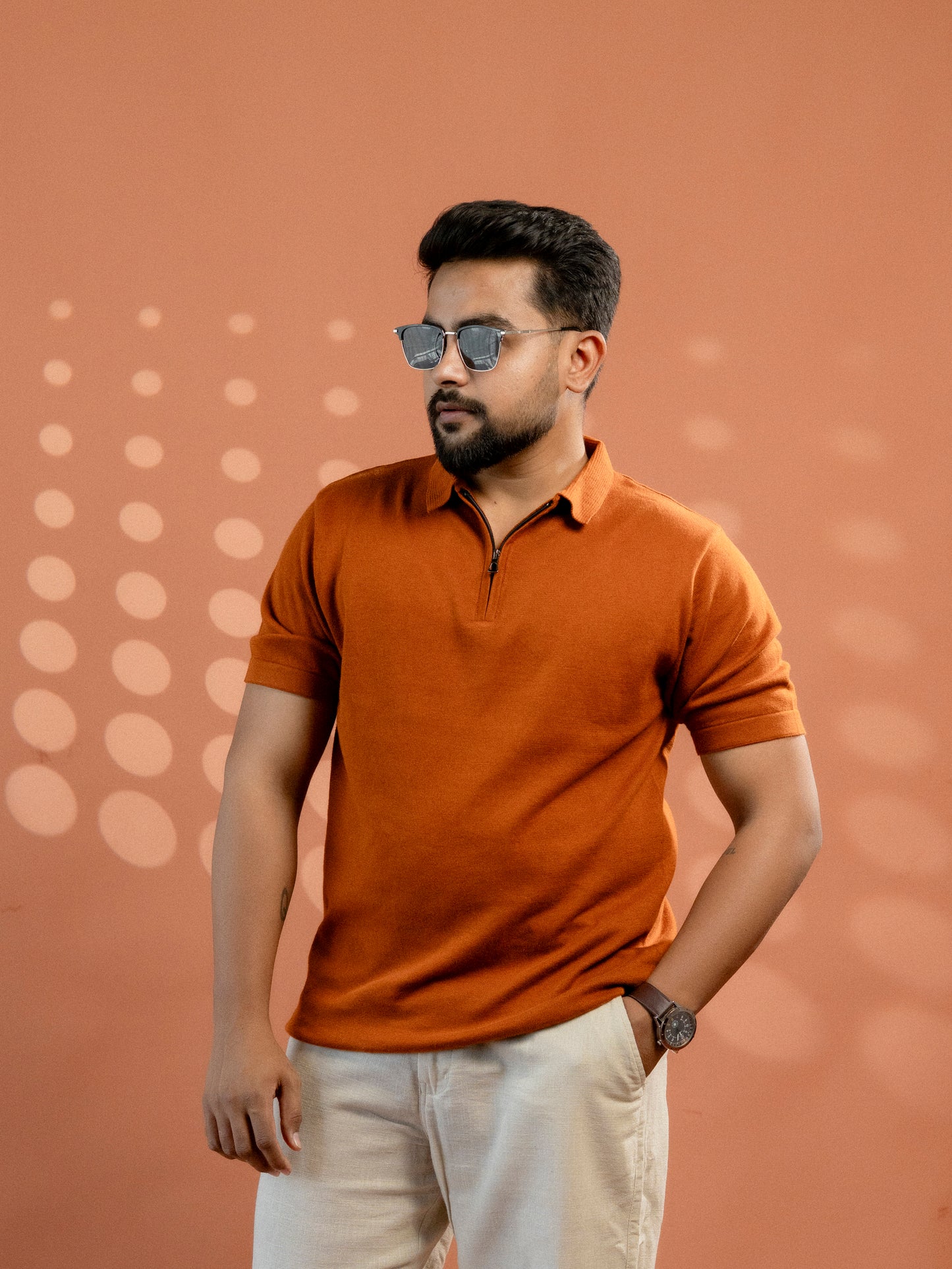 Burnt Orange Supersoft Cotton Polo - Half Sleeve
