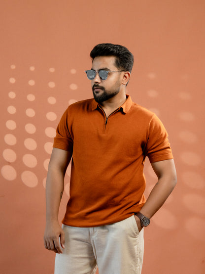 Burnt Orange Supersoft Cotton Polo - Half Sleeve