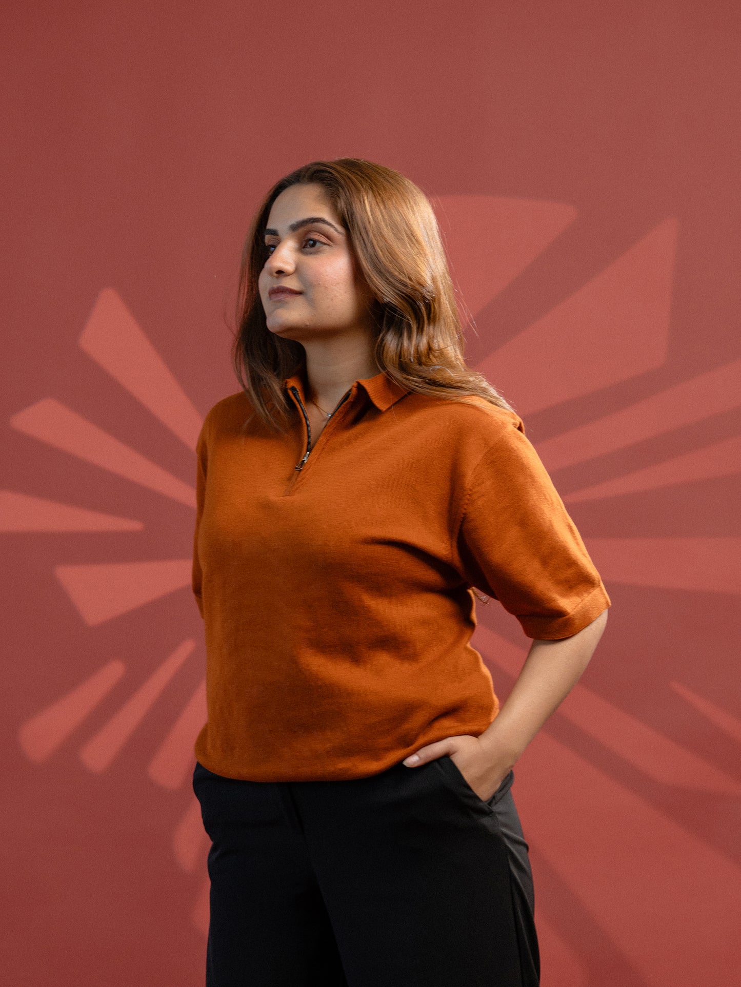 Burnt Orange Supersoft Cotton Polo - Half Sleeve