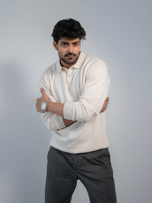 Cream Supersoft Cotton Polo - Full Sleeve