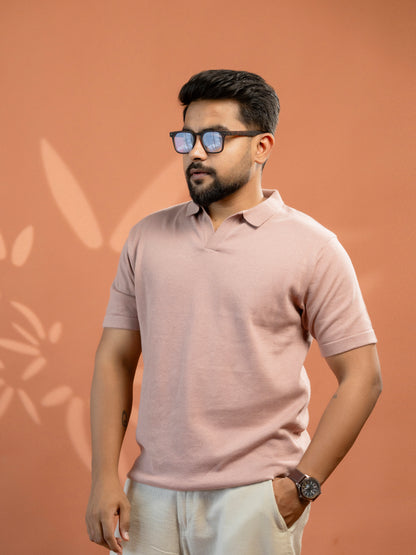 Peach Supersoft Cotton Polo - Half Sleeve