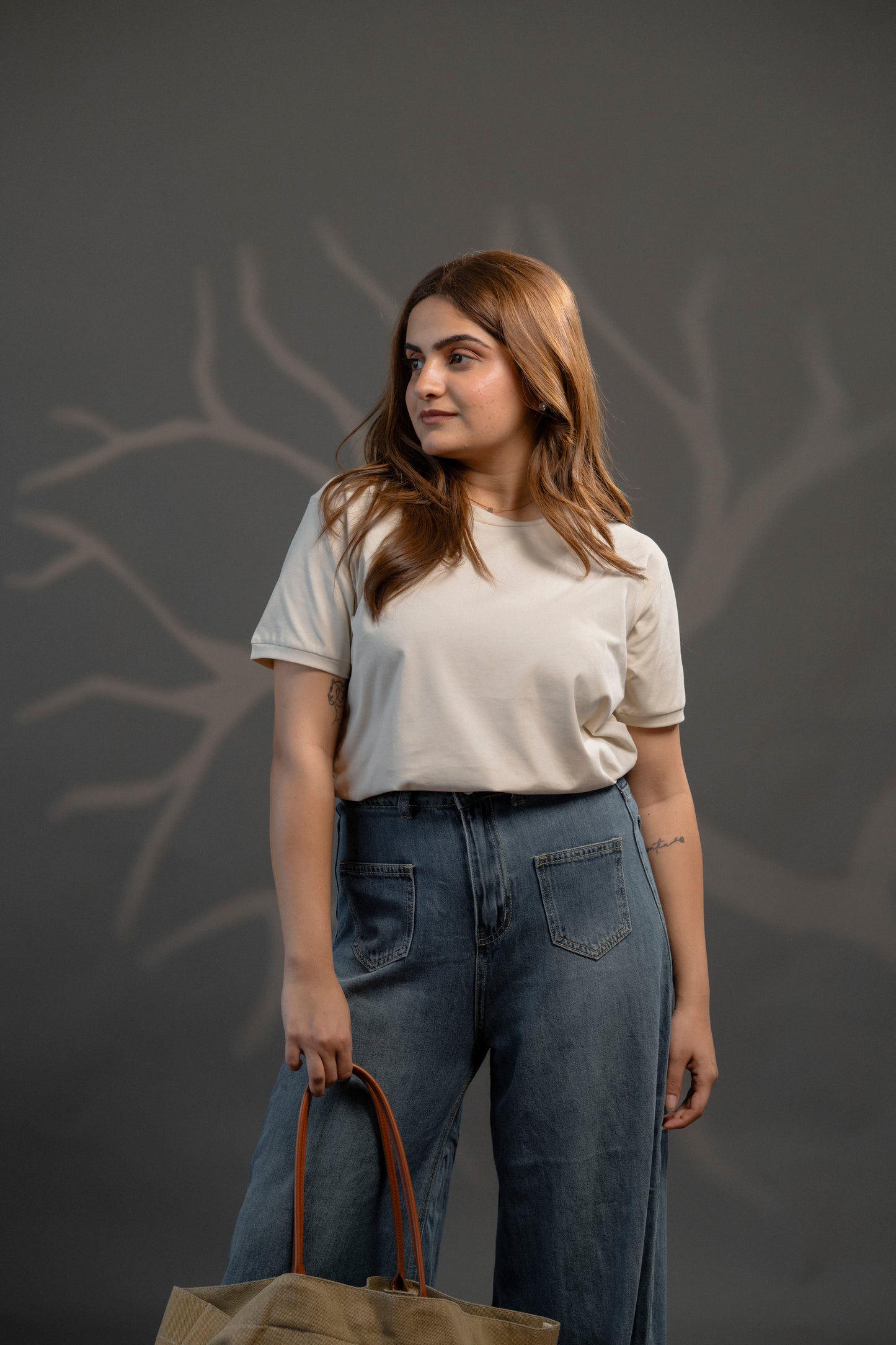 Cream Refined Crew Neck Tshirt