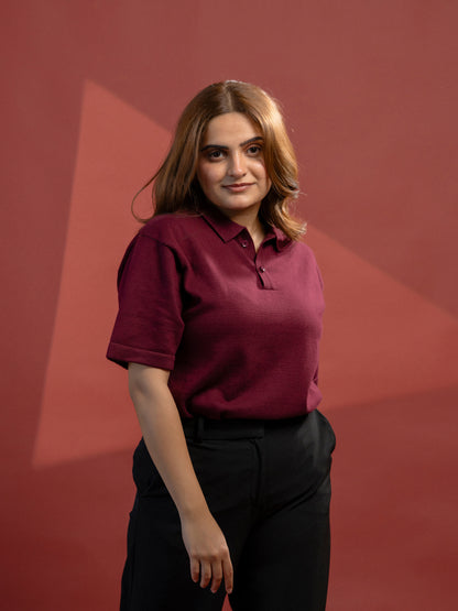 Wine Supersoft Cotton Polo - Half Sleeve