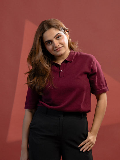 Wine Supersoft Cotton Polo - Half Sleeve