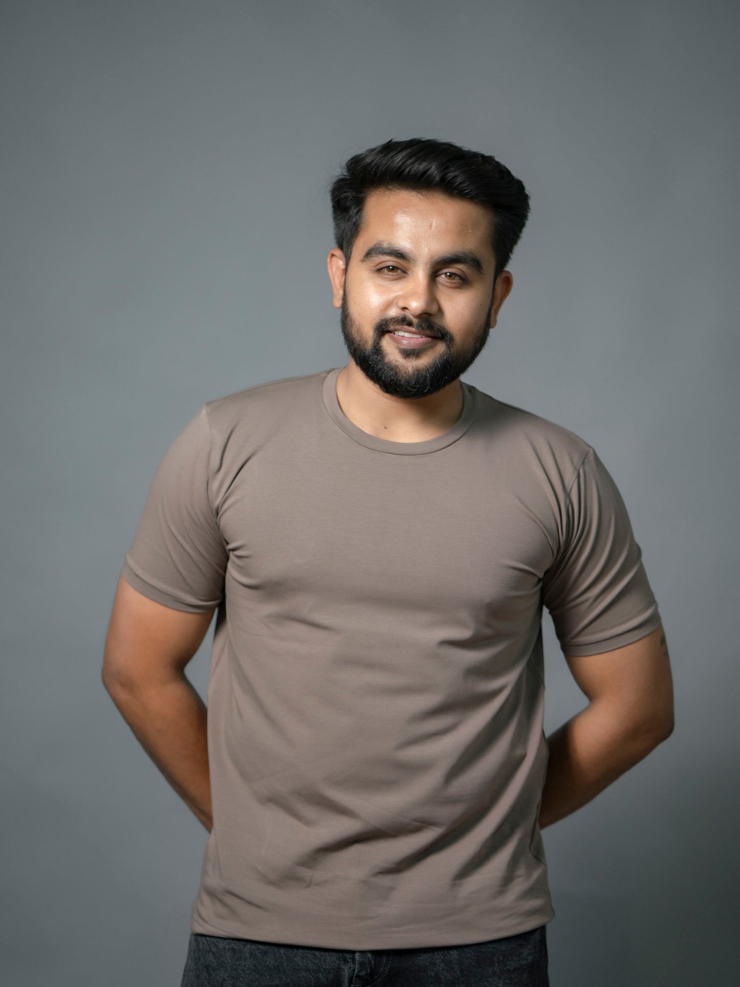 Mocha Brown Refined Crew Neck Tshirt - The No Name Club