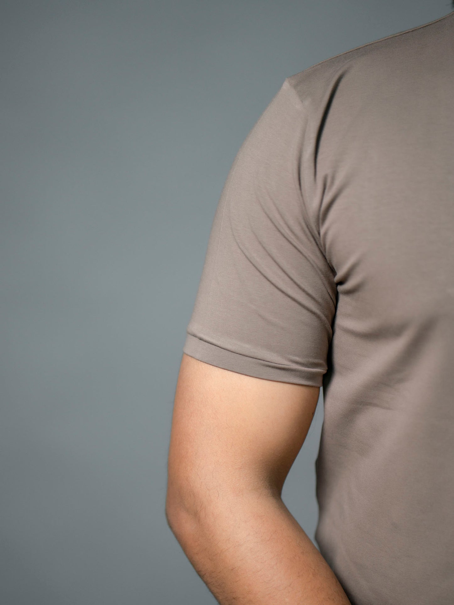 Mocha Brown Refined Crew Neck Tshirt - The No Name Club