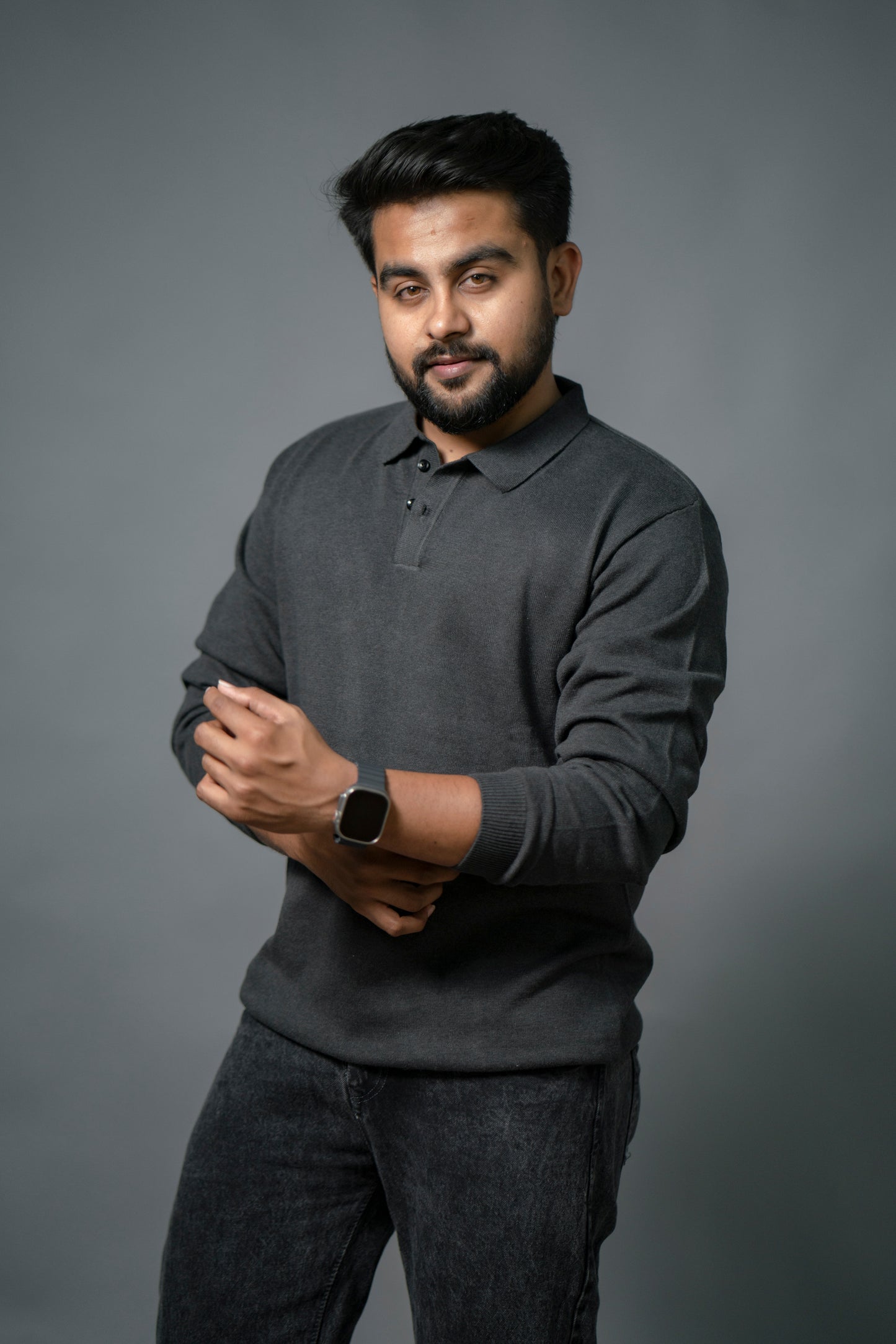 Anthracite Grey Supersoft Cotton Polo - Full Sleeve - The No Name Club