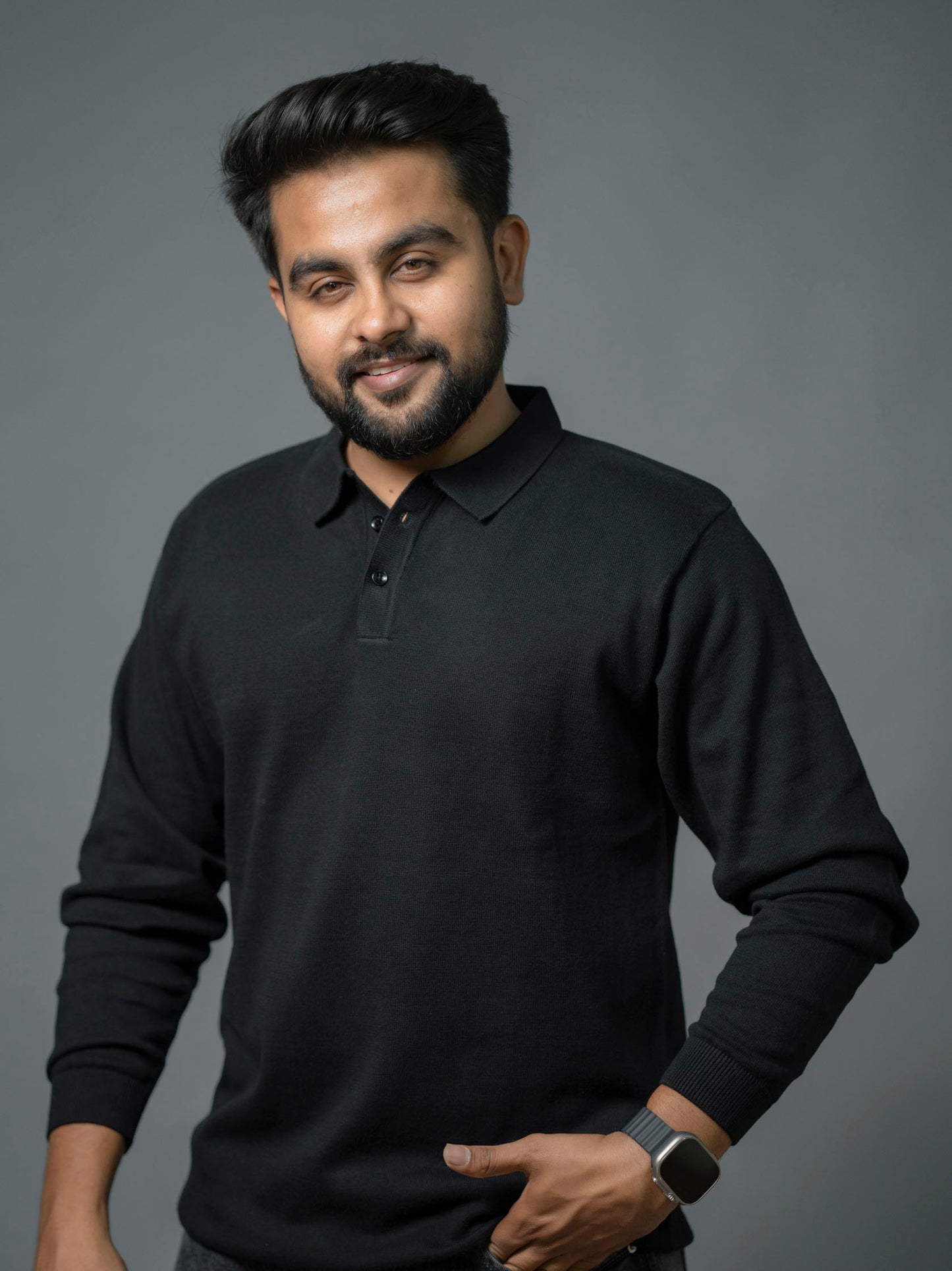 Black Supersoft Cotton Polo - Full Sleeve - The No Name Club