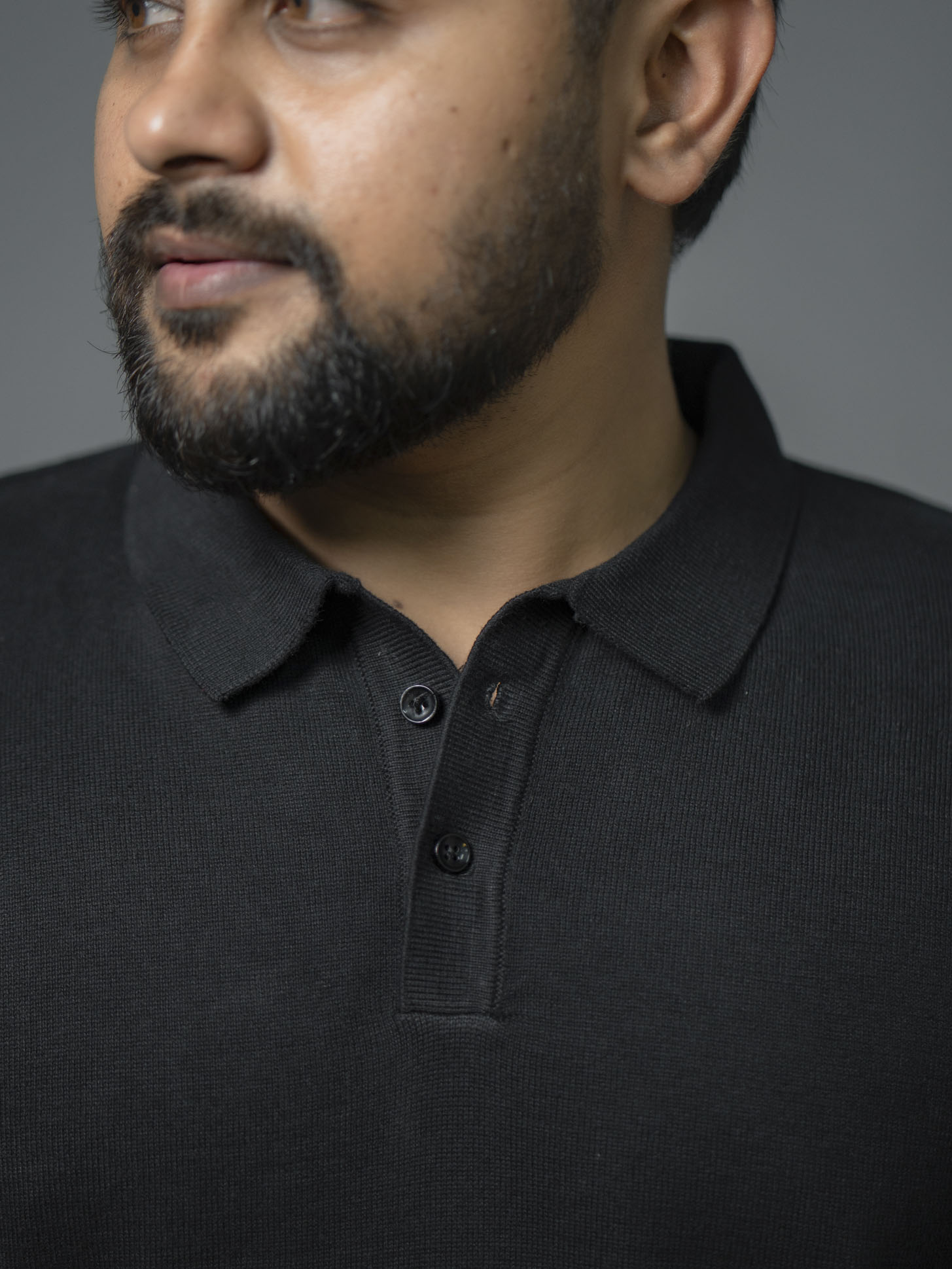 Black Supersoft Cotton Polo - Full Sleeve - The No Name Club