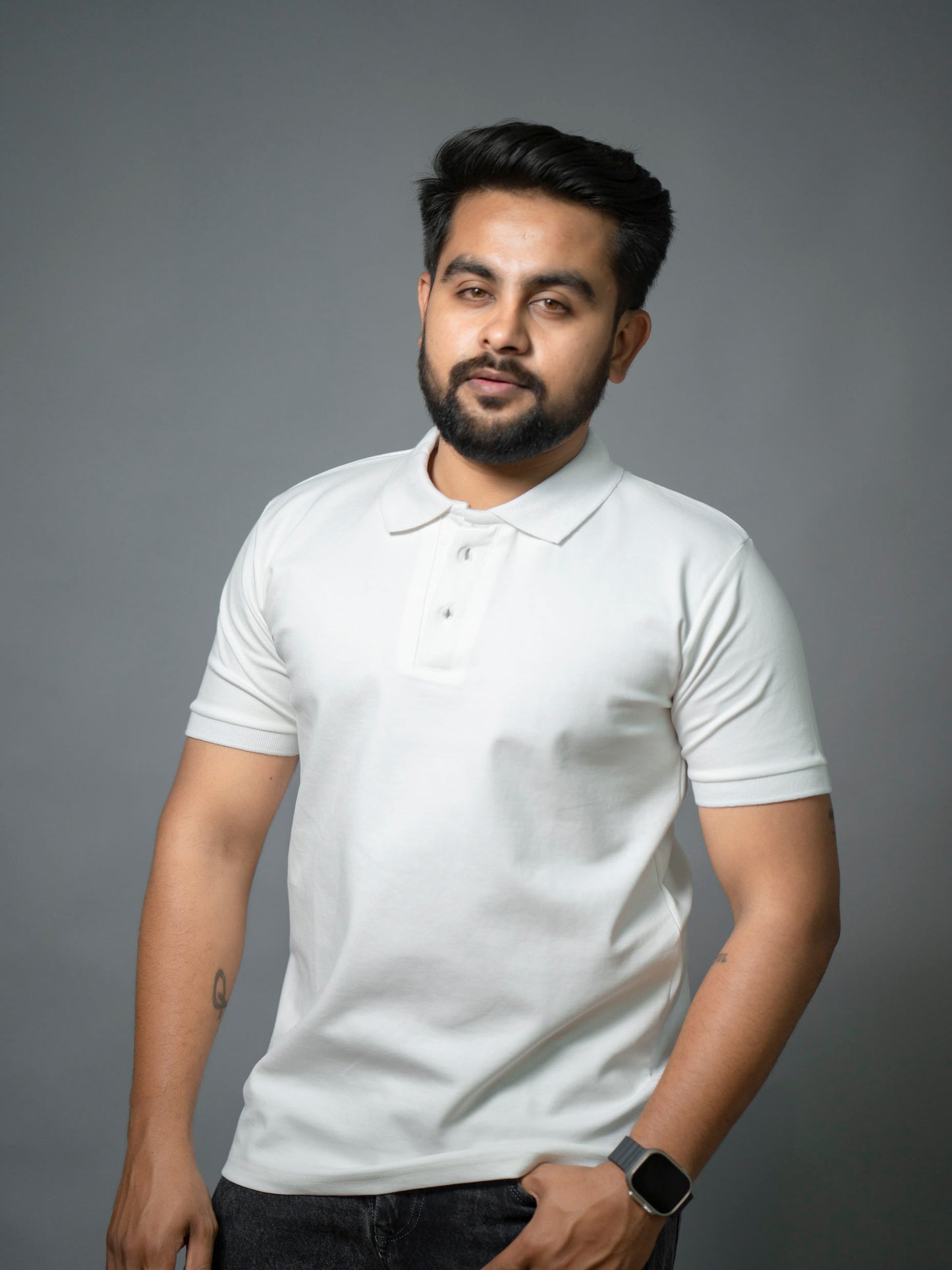 Cloud white Signature Polo - The No Name Club