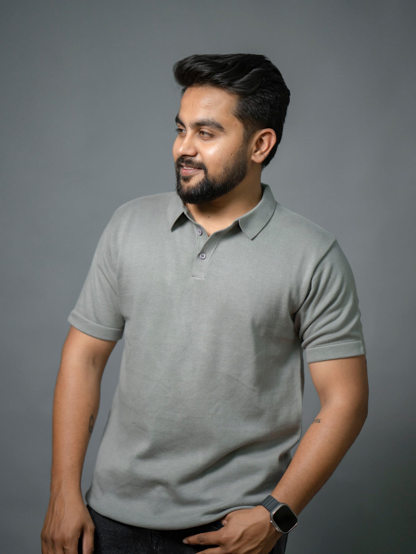 Steel Grey Supersoft Cotton Polo - Half Sleeve - The No Name Club