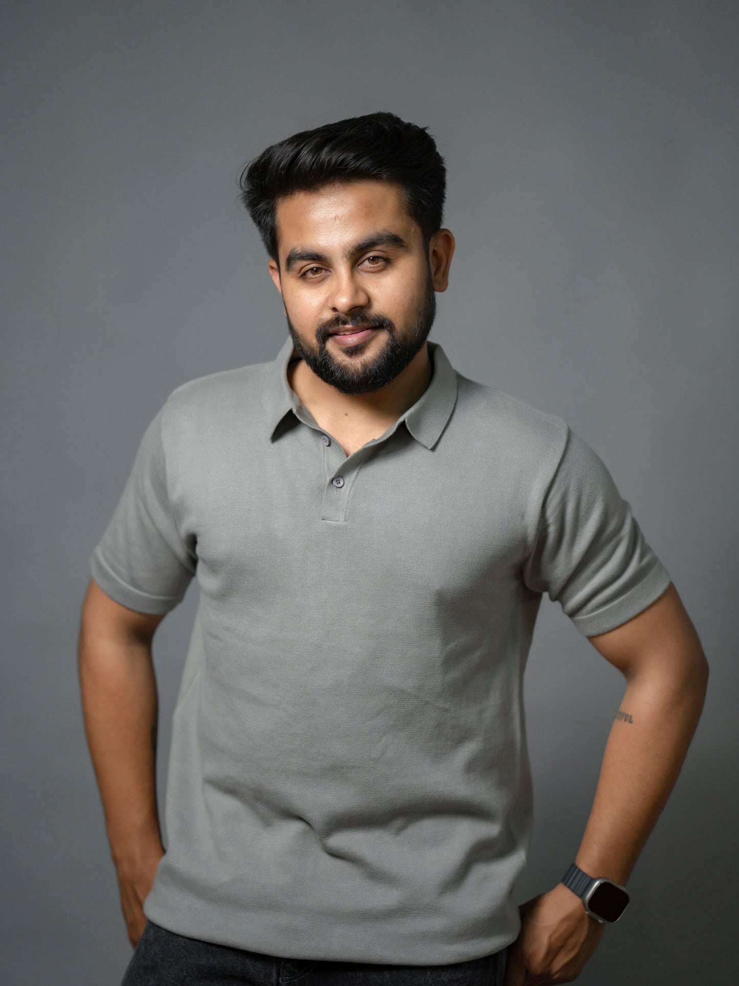 Steel Grey Supersoft Cotton Polo - Half Sleeve - The No Name Club