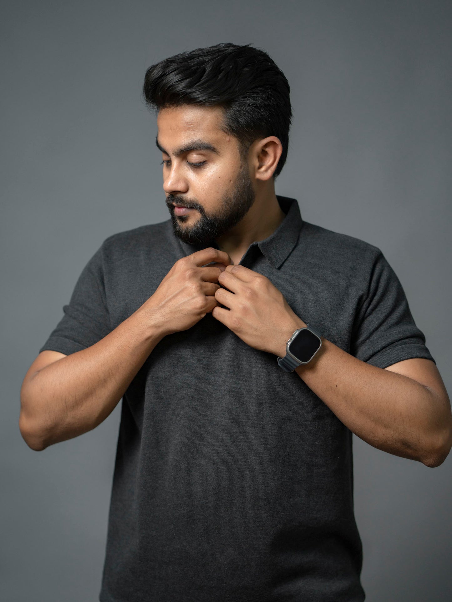 Anthracite Grey Supersoft Cotton Polo - Half Sleeve - The No Name Club