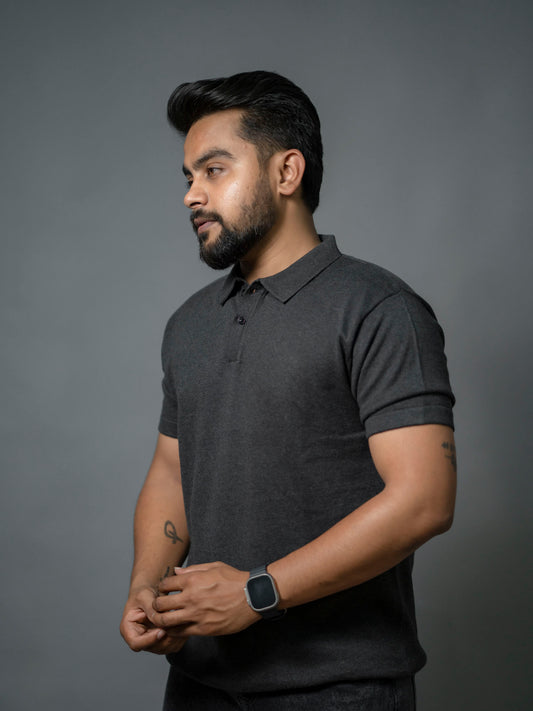 Anthracite Grey Supersoft Cotton Polo - Half Sleeve - The No Name Club