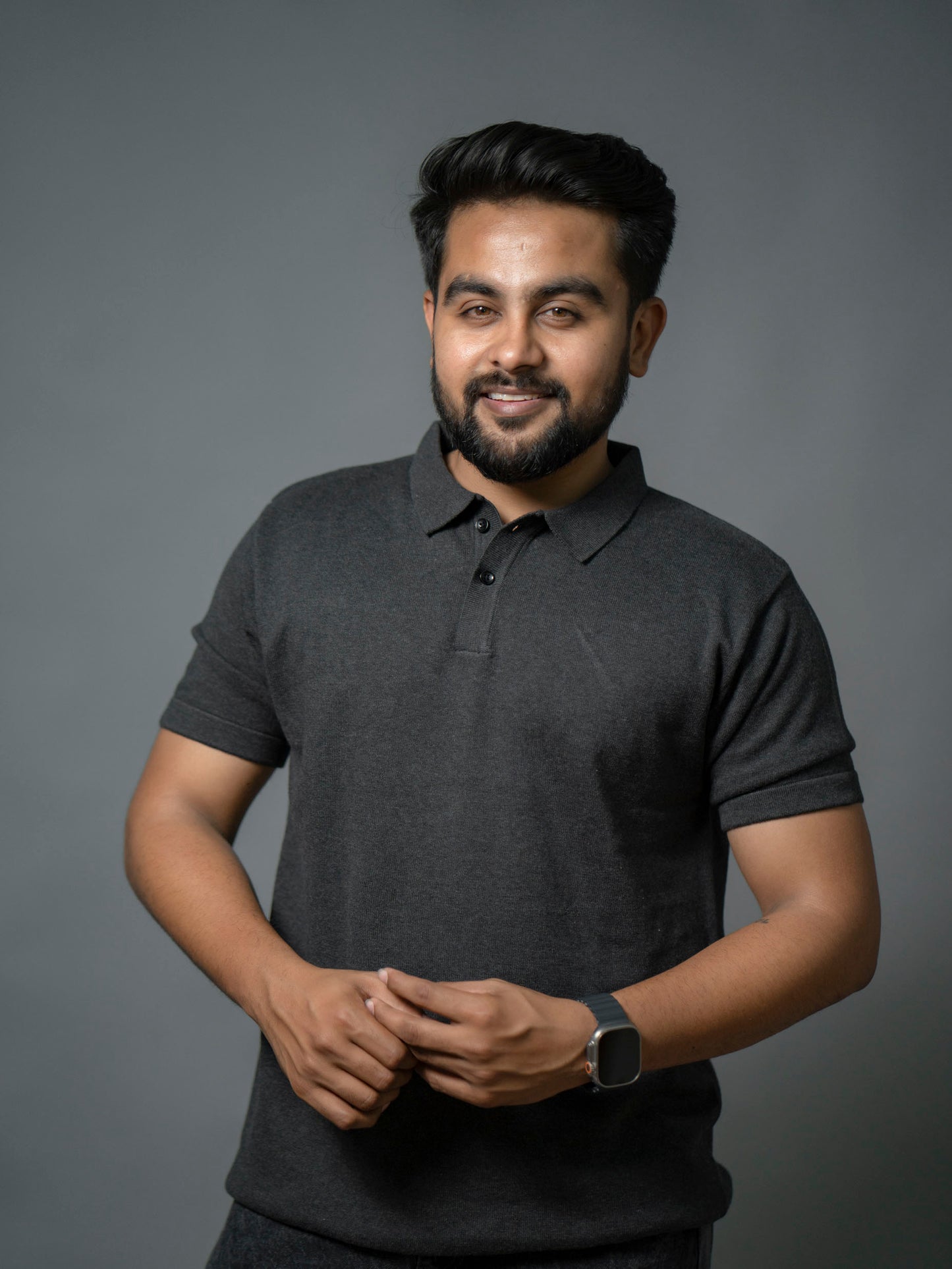 Anthracite Grey Supersoft Cotton Polo - Half Sleeve - The No Name Club