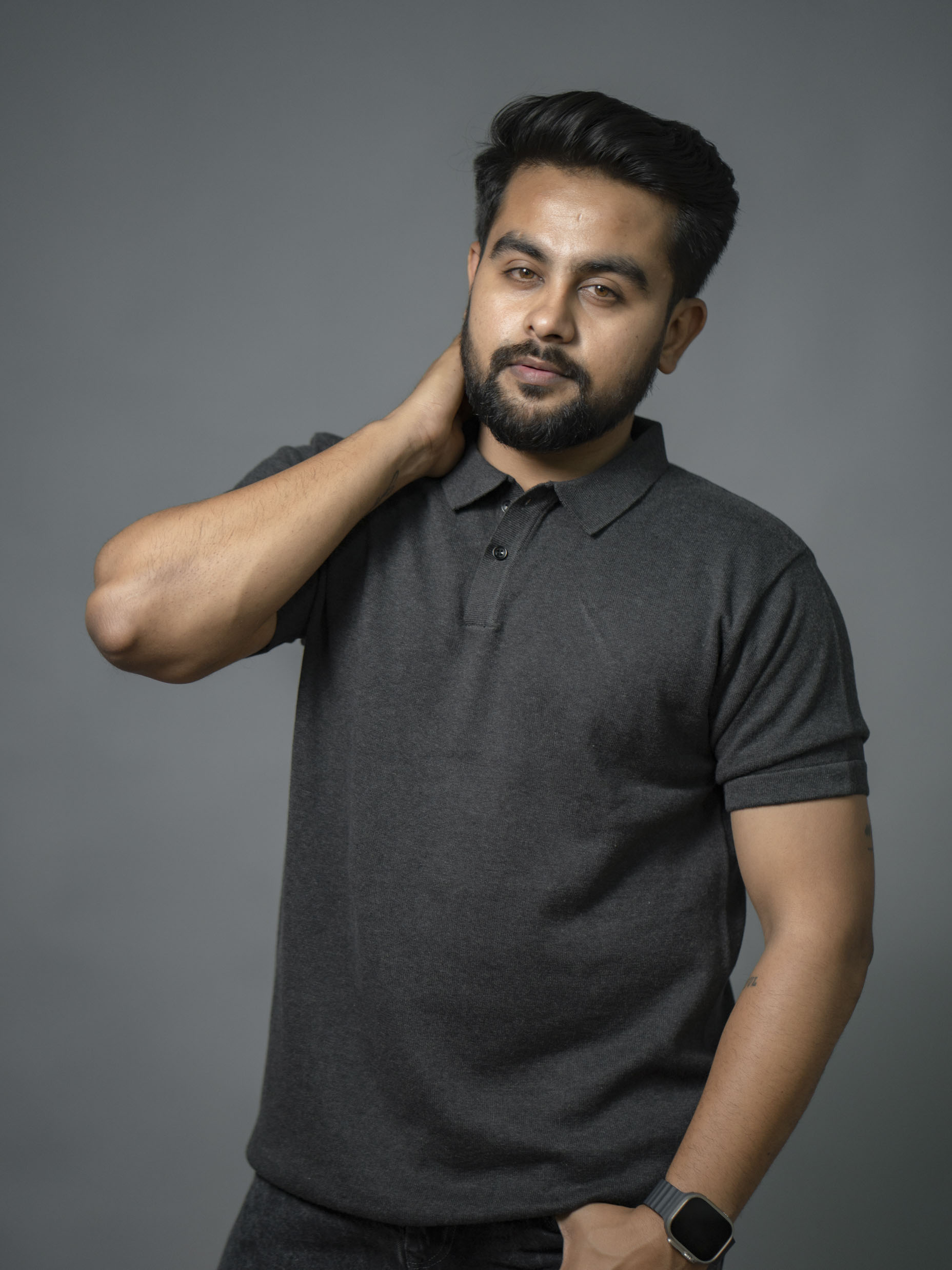 Anthracite Grey Supersoft Cotton Polo - Half Sleeve - The No Name Club