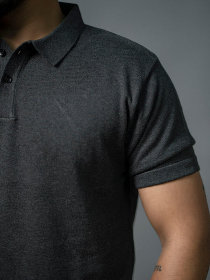 Anthracite Grey Supersoft Cotton Polo - Half Sleeve - The No Name Club